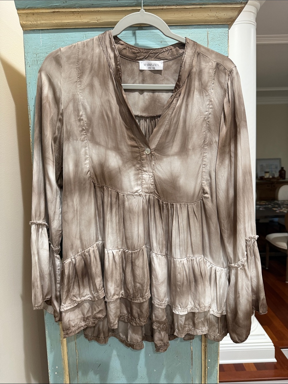 Boho Tie Dye Tiered Ruffle Tunic Top Marisima Italy